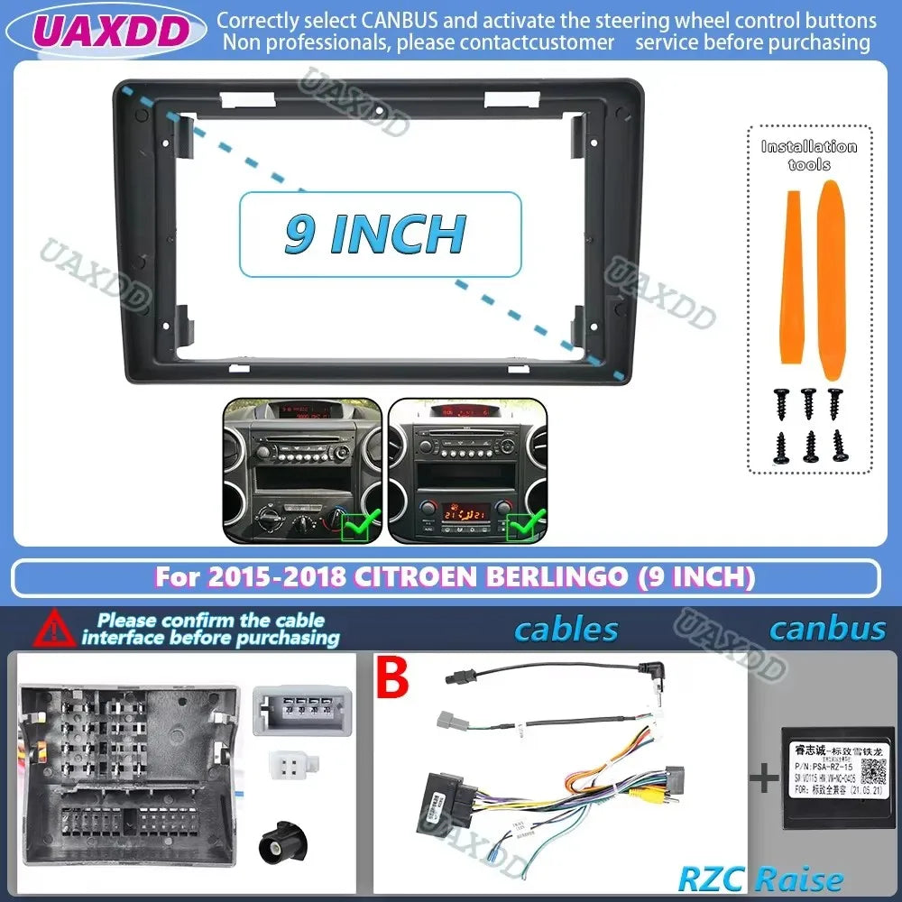 For 2015-2018 CITROEN BERLINGO PEUGEOT PARTNER 9INCH Car stereo radio Android frame panel