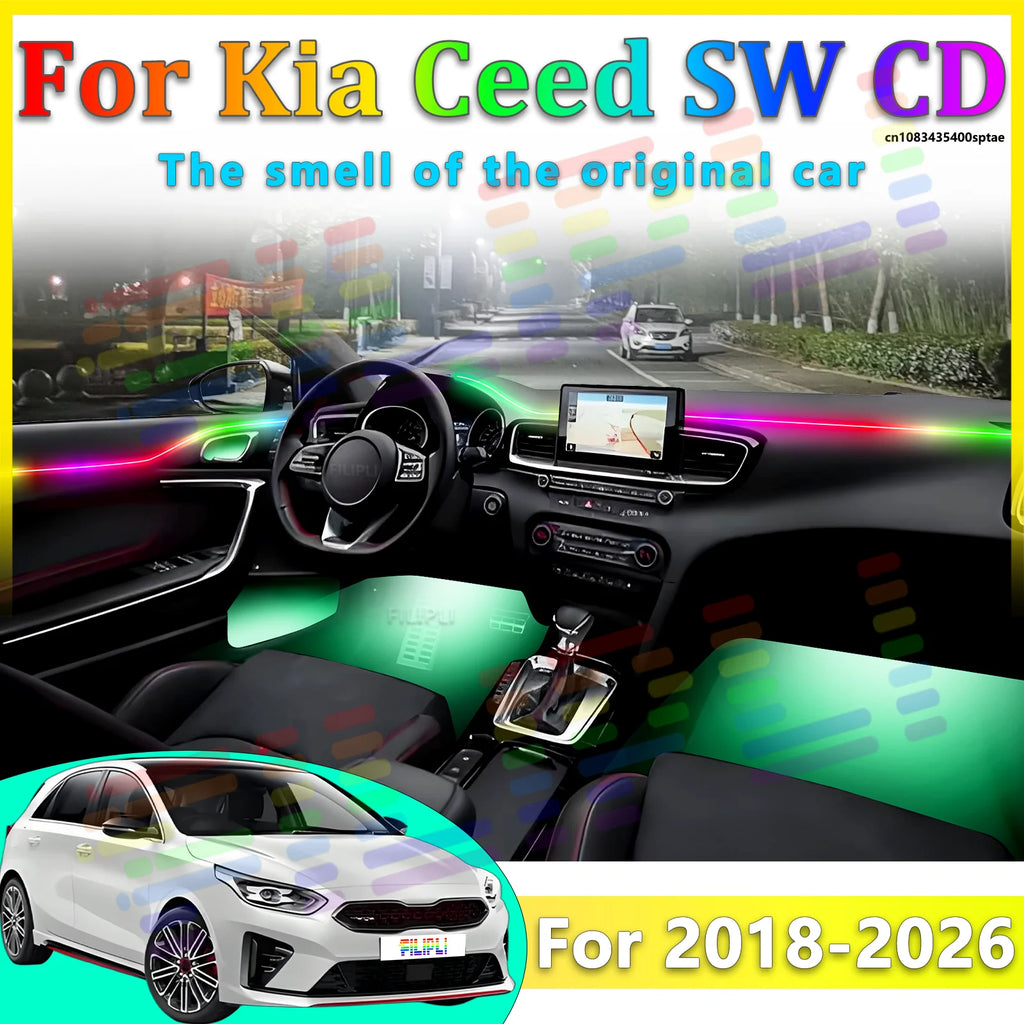 For Kia Ceed SW CD 2018~2026 Car LED Ambient Lamps Colorful Atmosphere Lights Auto Interior Neon ... | AUTOKITSHOP