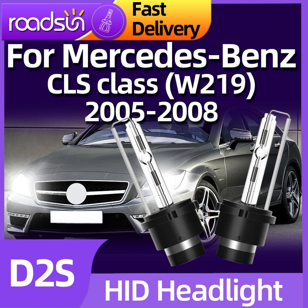 Roadsun 2pcs D2S HID Bulbs Xenon Headlight Headlamp Light 6000K For Mercedes-Benz CLS clas