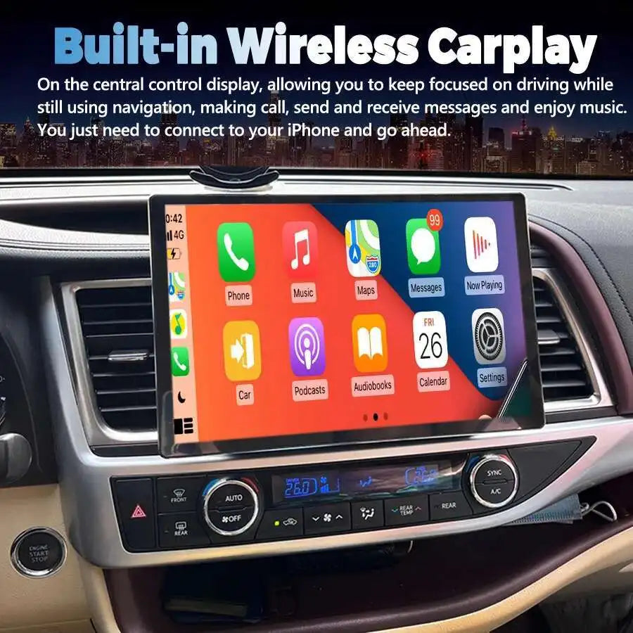 13.3Inch 2K Screen For TOYOTA Highlander Android 2015 2017 Car Multimedia Video Player Ste | AUTOKITSHOP