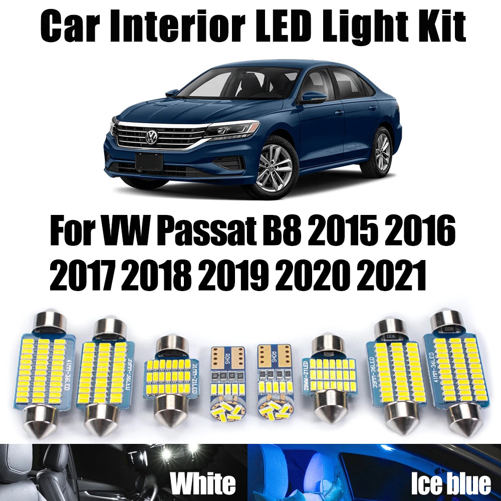 10-Piece LED Interior Light Kit for VW Passat B8 2015- 2019 - Canbus Dome Map Door Trunk Bulbs | AUTOKITSHOP