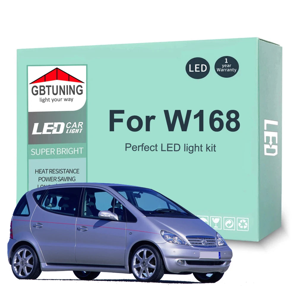 11-Piece LED Interior Light Kit for Mercedes Benz A Class W168 A140 A160 A170 A190 1997-2004 - Canbus Dome Map Door T...