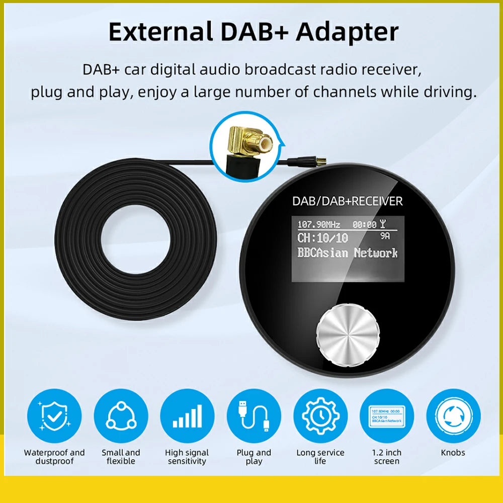 Car DAB/DAB+ Radio Adapter Portable DAB Digital Radio FM Transmitter Music Receiver Unlimi