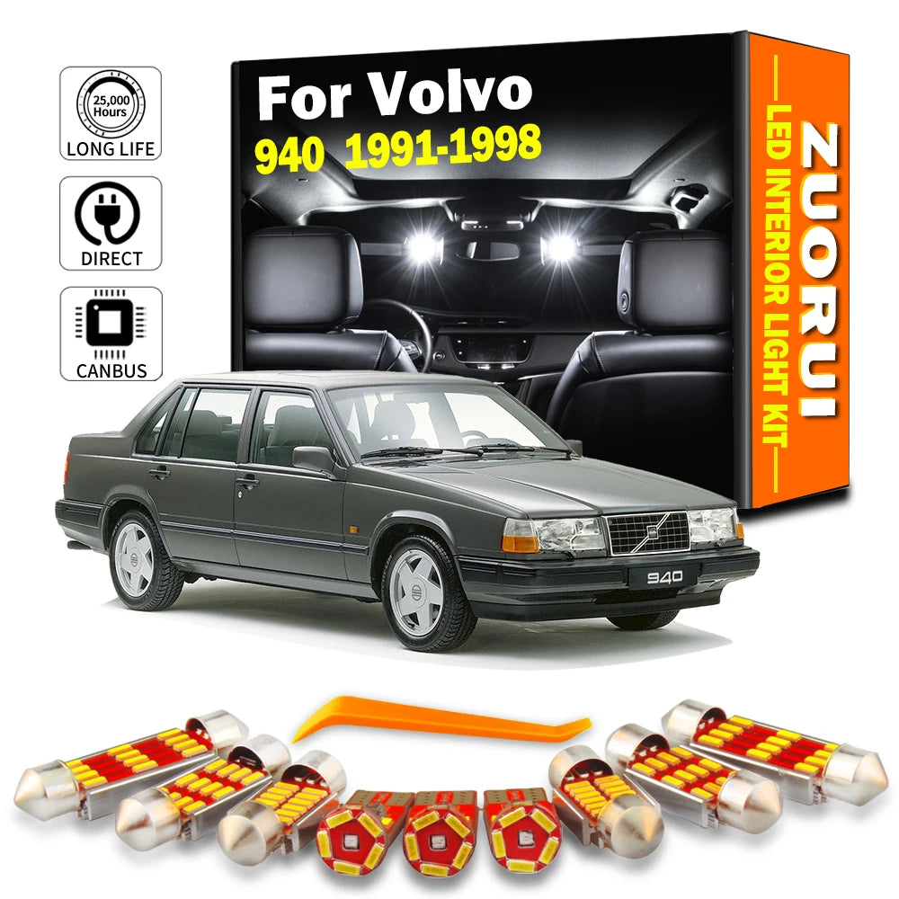 15-Piece LED Interior Light Kit for Volvo 940 Sedan Estate 1992- 1996 - Canbus Dome Map Door Trunk Bulbs | AUTOKITSHOP