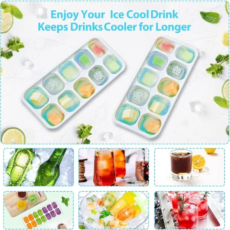 Stackable Ice Cube Tray Set 3 Pack With Lid And Storage Bin Silicone Bottom Freezer Mold With Ic - Automotive LED Light