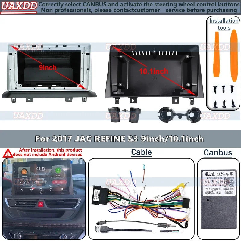 FOR 2017 JAC REFINE S3 9 10.1INCH 2 Din Car radio Android frame Kit panel Center fascia ca