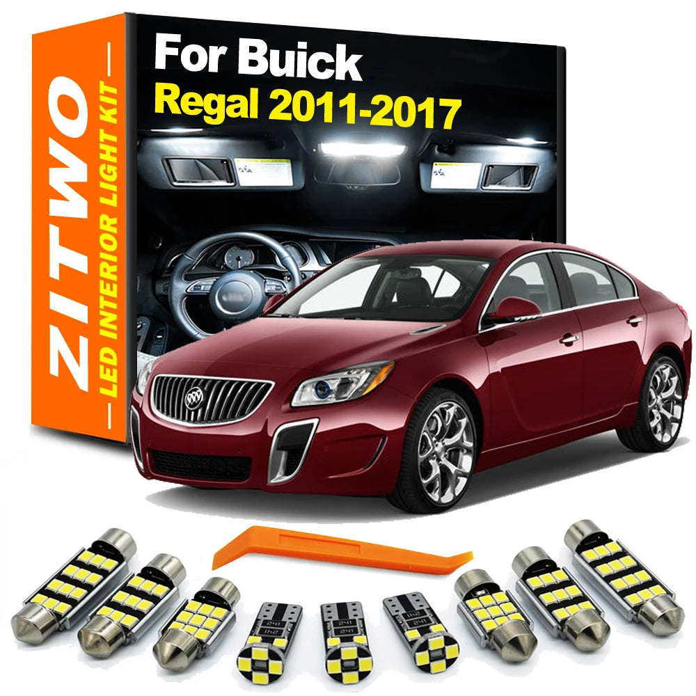 17Pcs LED Interior Dome Reading Foot Light Kit For Buick Regal 2011 2012 2013 2014 2015 2016 2017 Sun Visor Bulb Accessories
