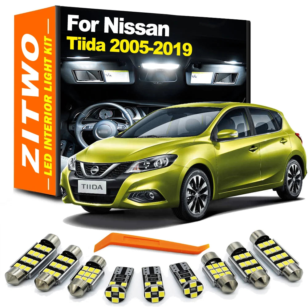 ZITWO 10Pcs LED Interior Light Kit For Nissan Tiida C11 C12 C13 2005-2015 2016 2 for Nissan C13 C11 C12 2005-2015 - Canb