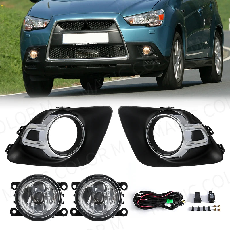 For Mitsubishi ASX 2011 2012 2013 LED Fog Light Lamp Headlights Halogen Cover Hood Frame B | AUTOKITSHOP