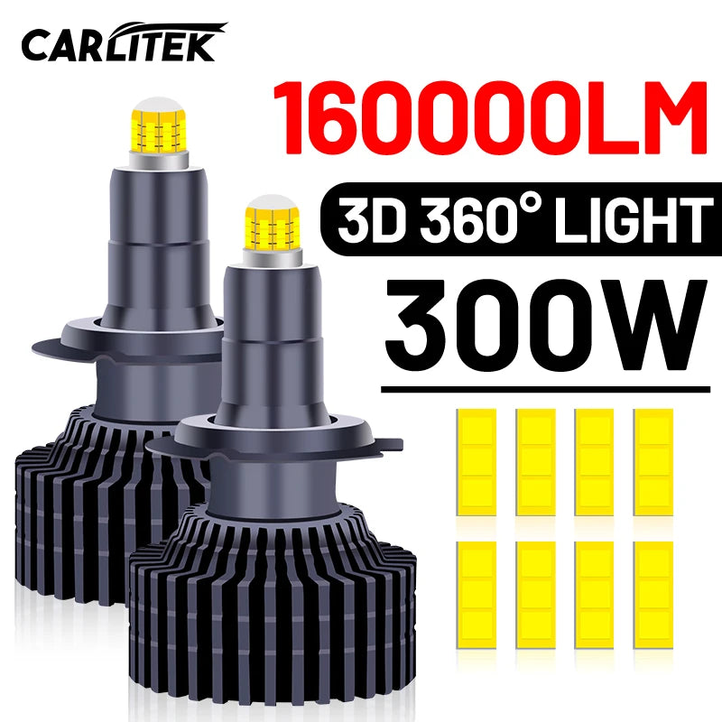 300W 160000LM 3D 360 H7 Led Canbus Car Headlight Bulb H11 H4 H1 HB3 9005 HB4 9006 9012 Aut