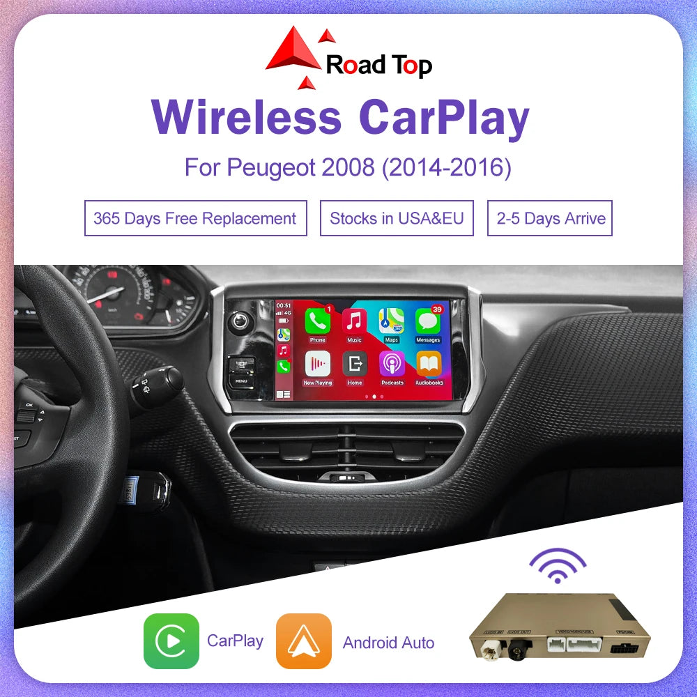 Road Top Wireless Carplay for Peugeot 2008 408 508 2014-2016 Support Wireless Android Auto | AUTOKITSHOP