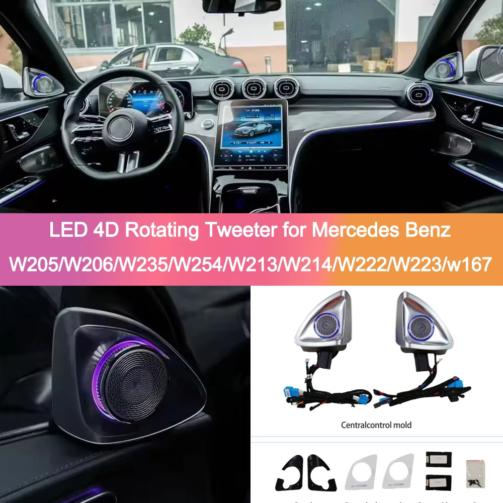 RGB 4D Rotating Tweeter Speaker for Mercedes-benz X253 W213 W222 - RGB LED Ambient Speaker Car Interior Light
