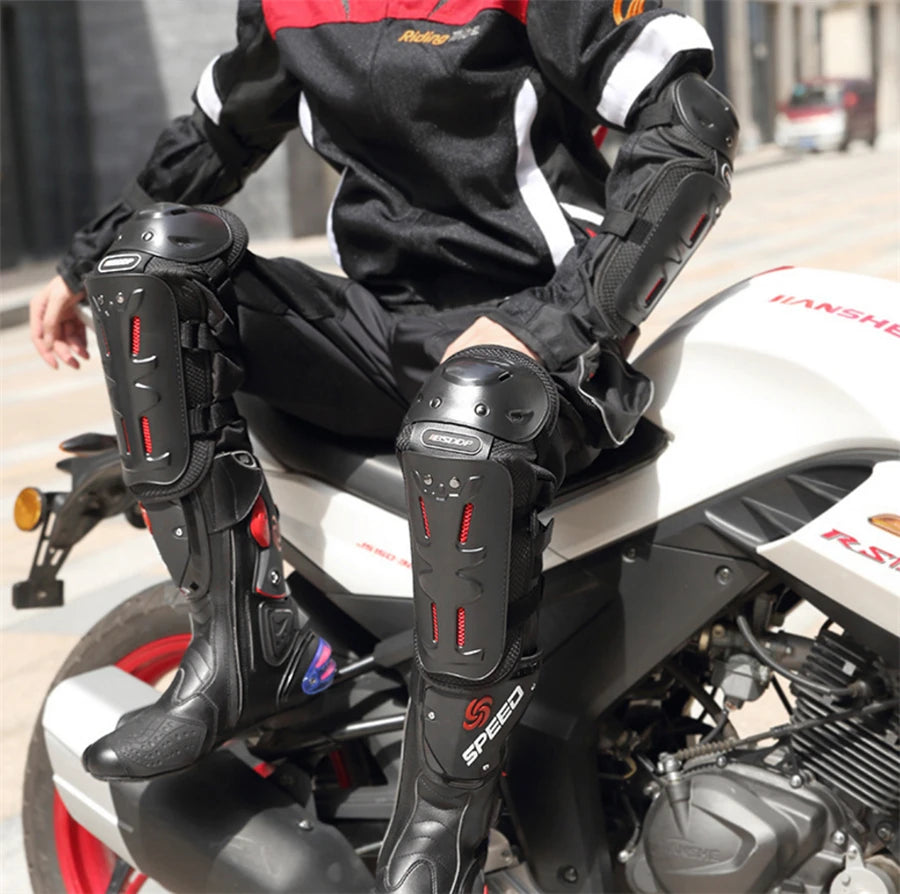 Motorcycle ATV Elbow Arm Leg Knee Shin Armor Guard Shield Cover Protector 4Pcs