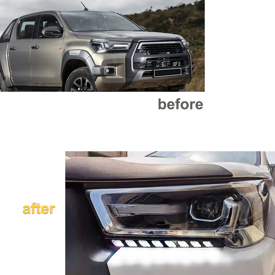 For Toyota Hilux Revo 2020 2021 Car Led DRL Daytime Running Light Dual Color Headlight Tur | AUTOKITSHOP