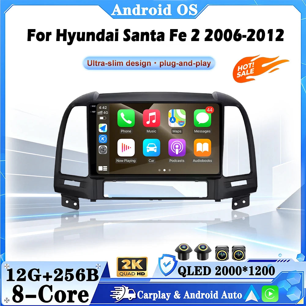 Car Radio Multimedia Player Android 16 Intelligent System For Hyundai Santa Fe 2 2006-20 S