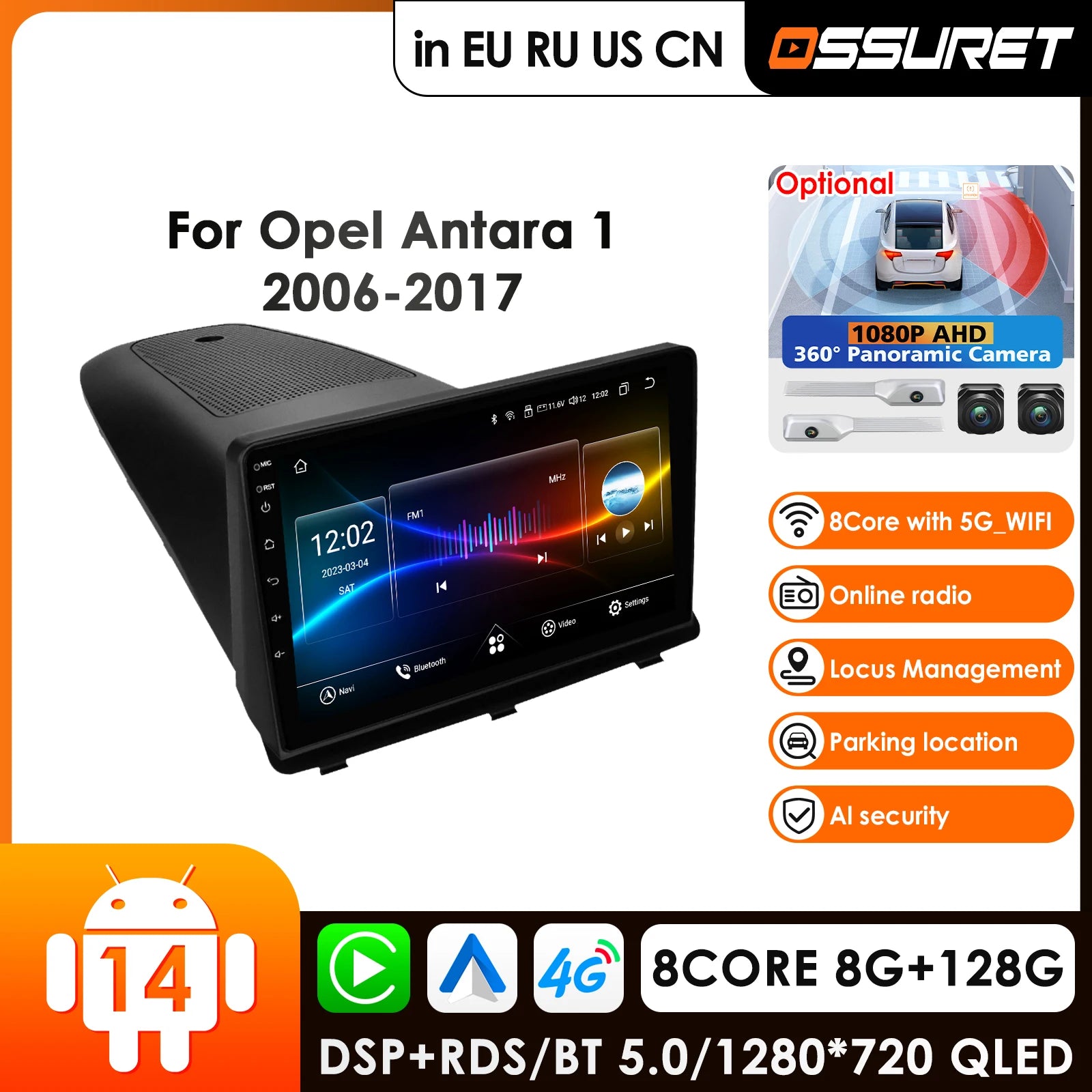 9" Car Radio GPS Android Auto Carplay for Opel Antara 2006-2017 Multimedia Video Player Navigation Stereo DSP - 2Din Aut