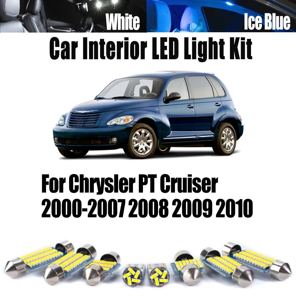 11-Piece LED Interior Light Kit for Chrysler PT Cruiser 2000-2007 - Canbus Dome Map Door Trunk Bulbs | AUTOKITSHOP