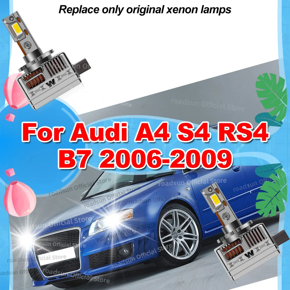 LED Headlights 50000Lm Auto Bulbs Canbus 1:1 Xenon HID For Audi A4 S4 RS4 B7 2006 2007 200