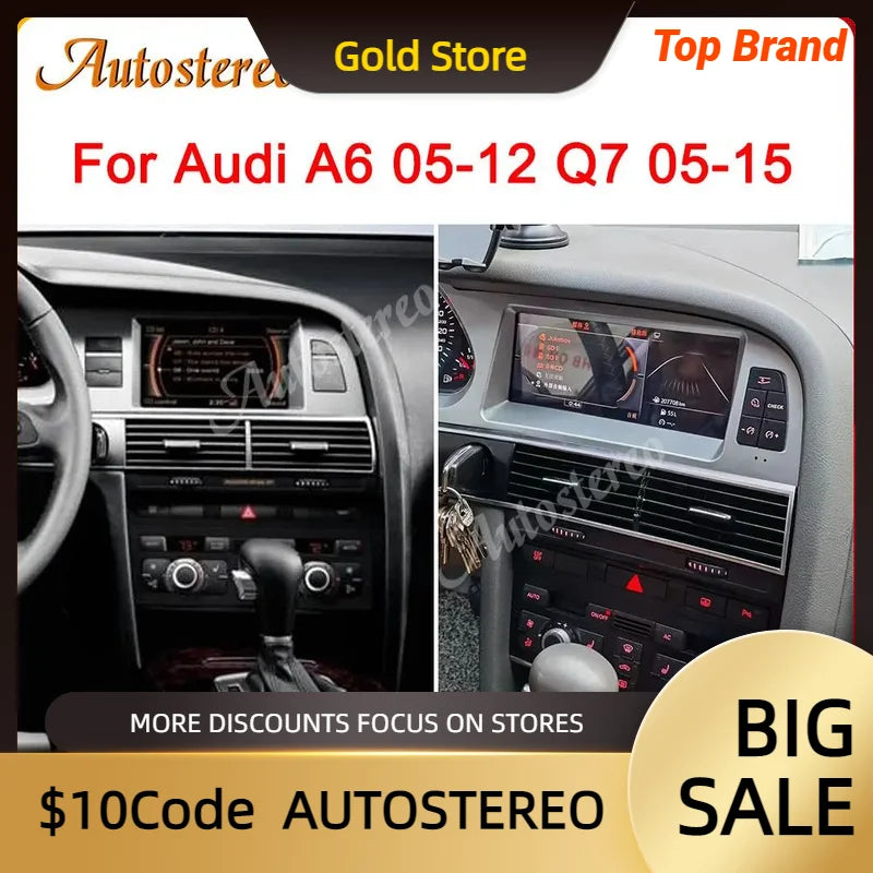 For Audi A6 2005-2012 Auto Stereo Android 13 Carplay Car DVD Player GPS Navigation Multime