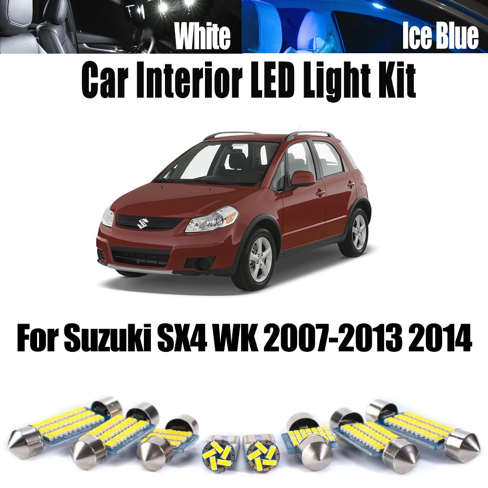 9-Piece LED Interior Light Kit for Suzuki SX4 WK 2007- 2013 - Canbus Dome Map Door Trunk Bulbs | AUTOKITSHOP