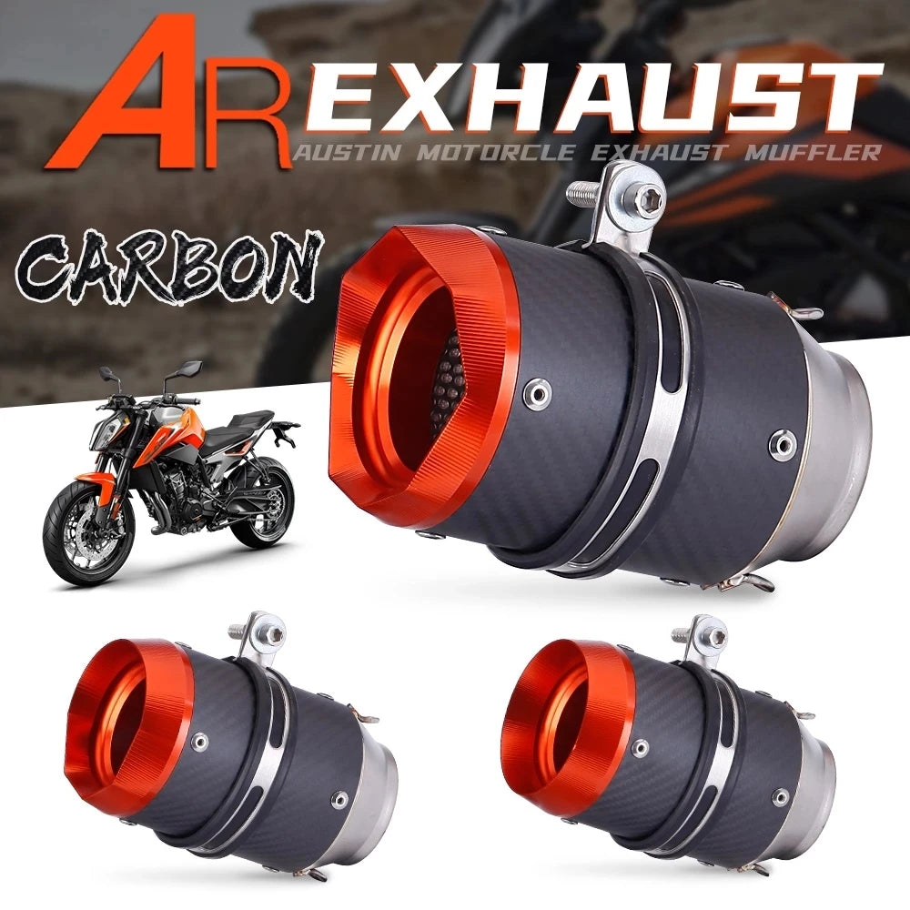 Inlet 51mm 60mm AR exhaust AustinRacing universal Muffler Pipe Exhaust Pipe Tail Pipe Orange Tip - Automotive LED Light