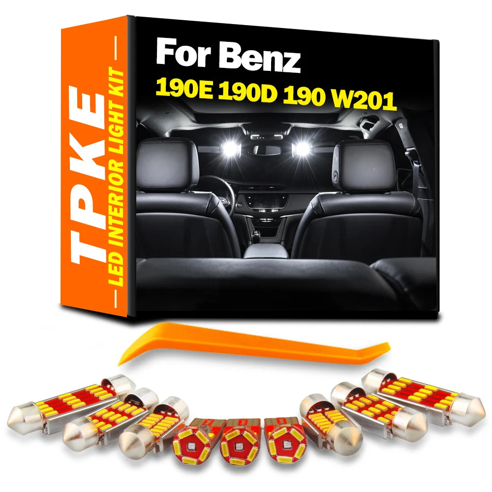 14-Piece LED Interior Light Kit for Mercedes Benz 190E 190D 190 W201 1982-1989 - Canbus Dome Map Door Trunk Bulbs | A...