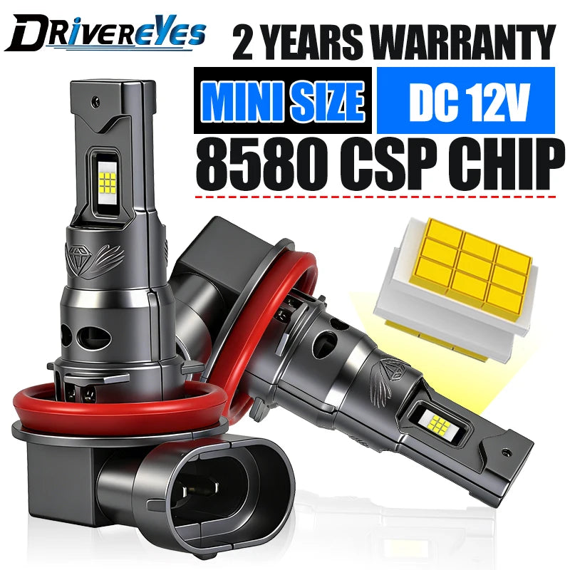 H11 LED Headlight Bulb H7 H4 Mini Wireless With Fan 9005 9006 HB3 HB4 H9 H8 Turbo Auto Dio