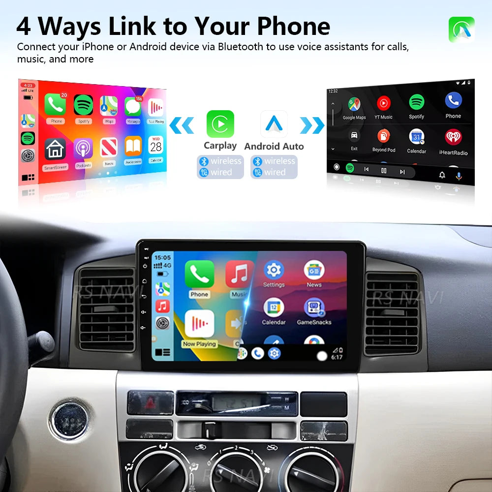 Plug and Play Android 16 For Toyota Corolla E120 2000 - 2004 Carplay Car Radio Multimedia