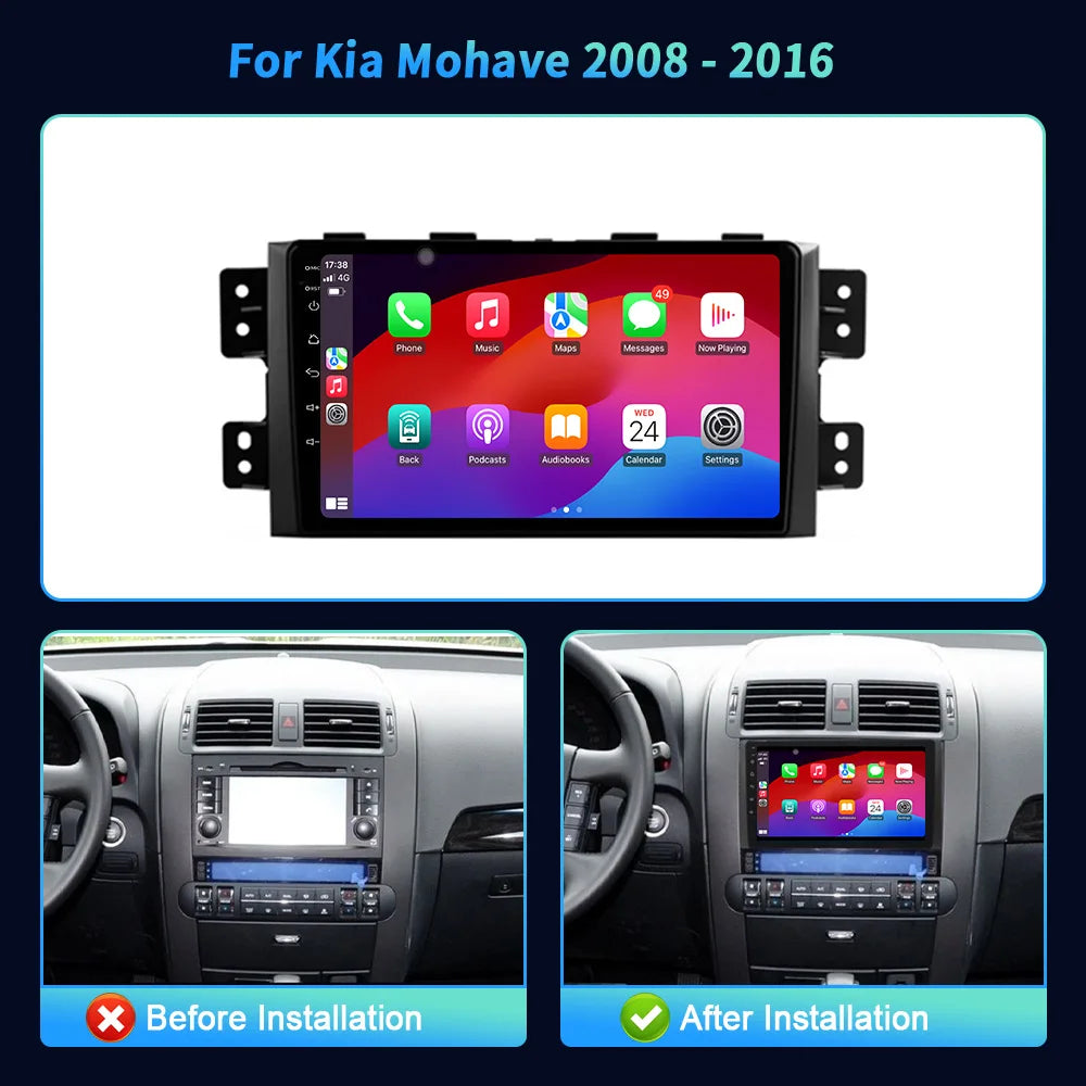 For Kia Mohave 2008 -2016 Borrego 2008-2011 Android 14 Car Radio Multimedia Navigation Car