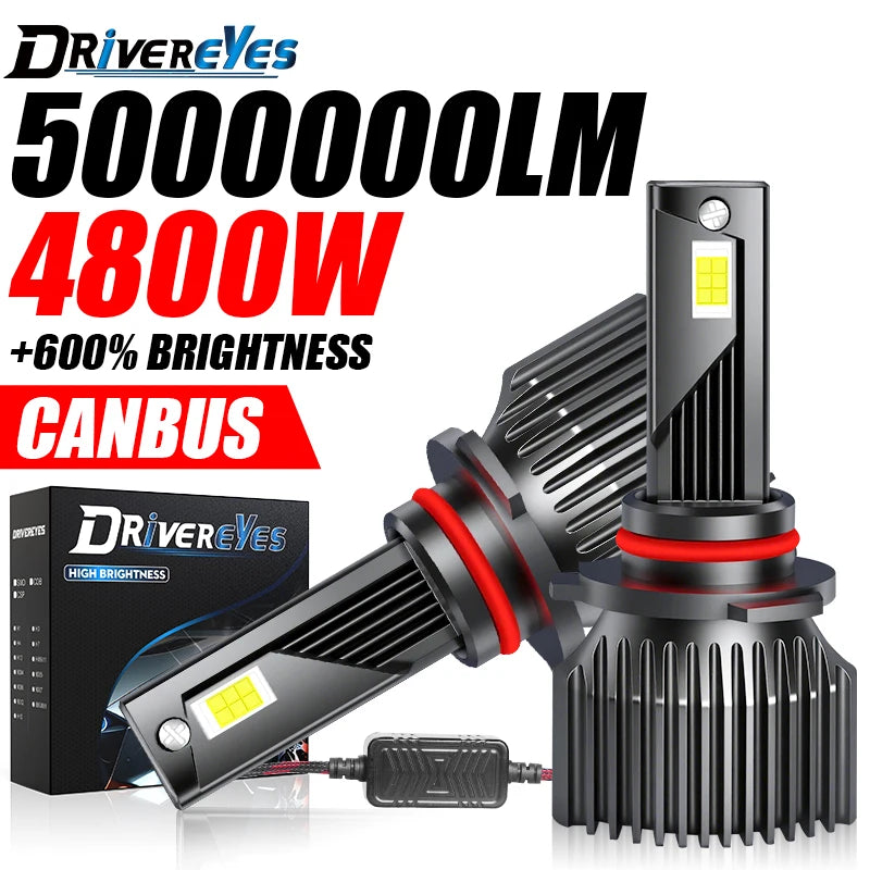 5000000LM 4800W H7 H4 LED Car Headlights Canbus H11 H1 H8 H9 9005 HB3 9006 HB4 9012 HIR2 1
