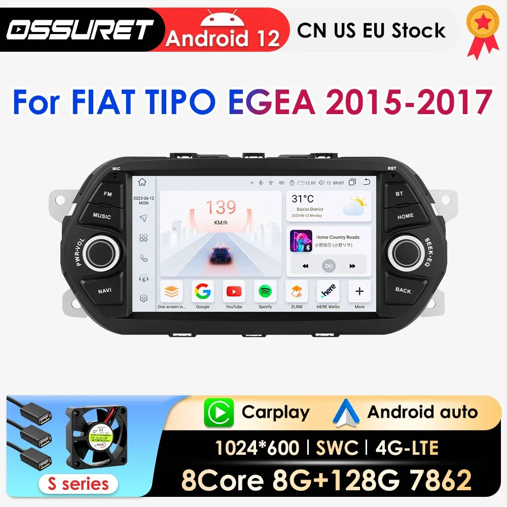 2din Carplay Android Car Radio For FIAT TIPO EGEA 2015-2017 Multimedia Video Player Naviga
