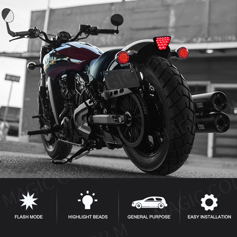 For F1 Style Motorcycle Car Pilot Lights Triangle Rear Brake Lamp Warning Strobe Stop Safe | AUTOKITSHOP