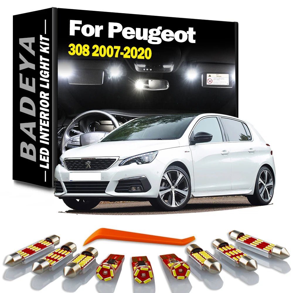LED Interior Light Kit for Peugeot MK1 MK2 2007-2016 - Canbus Error-Free Interior Bulbs