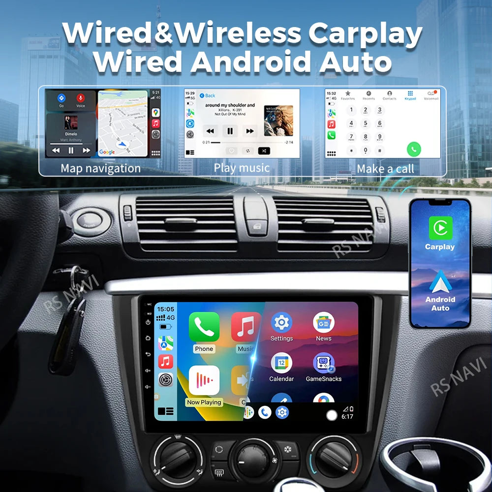 Android 16 2K QLED For BMW E88 E82 E81 E87 1-Series 2004 - 2011 Car Radio Multimedia Video