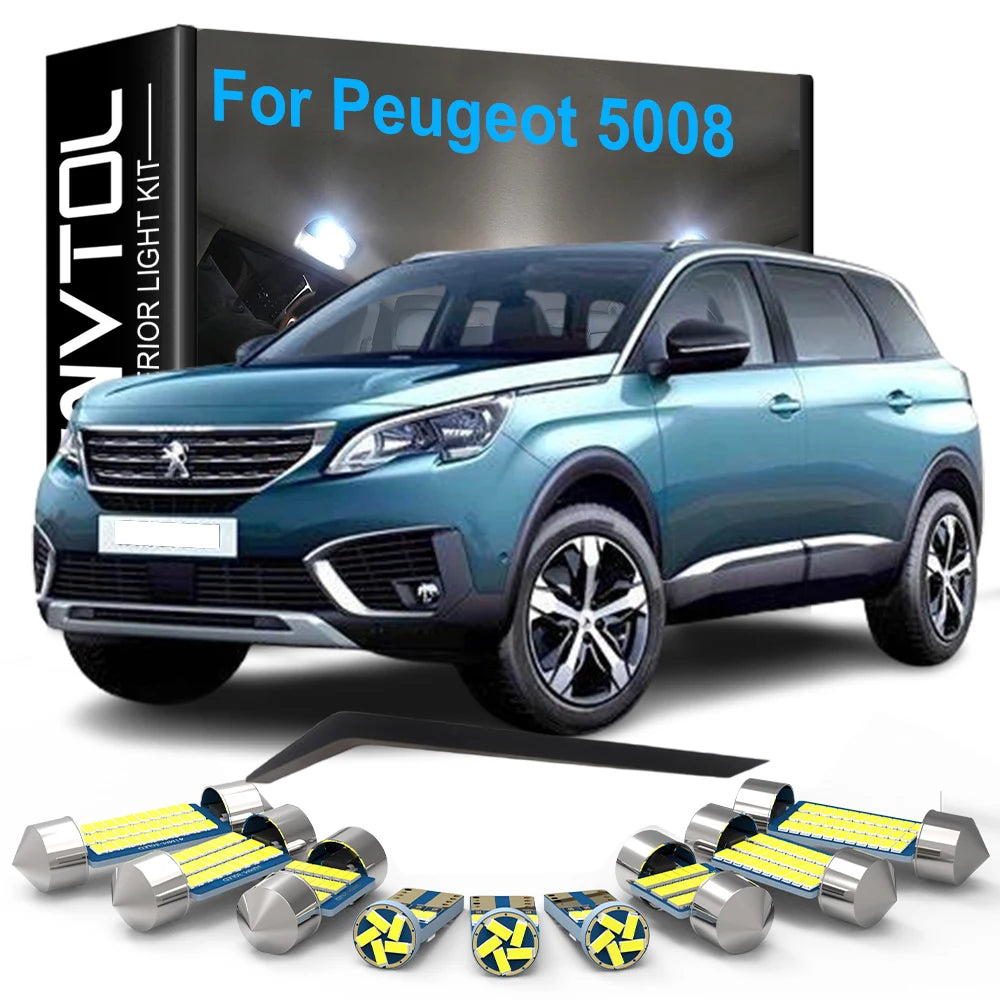 22-Piece LED Interior Light Kit for Peugeot 2009-2025 - Canbus Dome Map Door Trunk Bulbs | AUTOKITSHOP