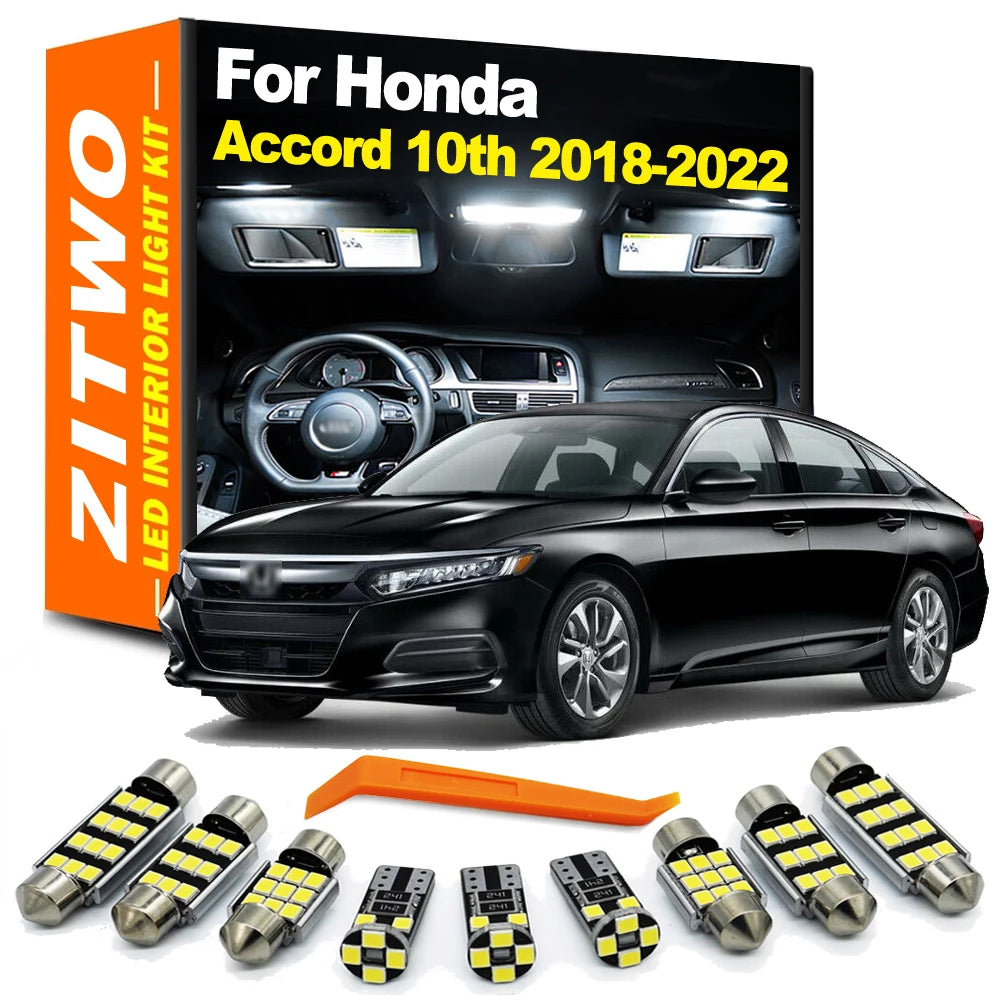 ZITWO 12Pcs Canbus LED Interior Dome Map Reading Light Kit For Honda Accord 10 X MKX MK10 10th Gen 2018 2019 2020 2021 2022