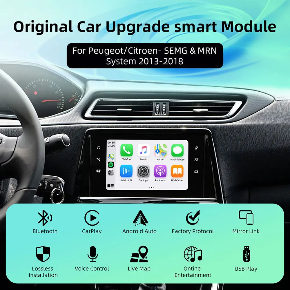 Wireless Carplay Adapter Android Auto Module For Peugeot Citroen SMEG MRN 208 308 508 3008 | AUTOKITSHOP