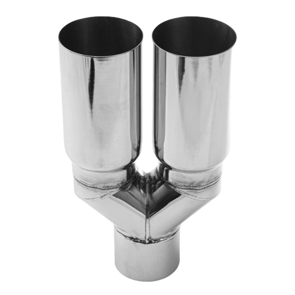 1Pcs Universal 63MM Double Exhaust Tip Pipe Nozzle Stainless Steel Straight Edge Polished Silver - Automotive LED Light