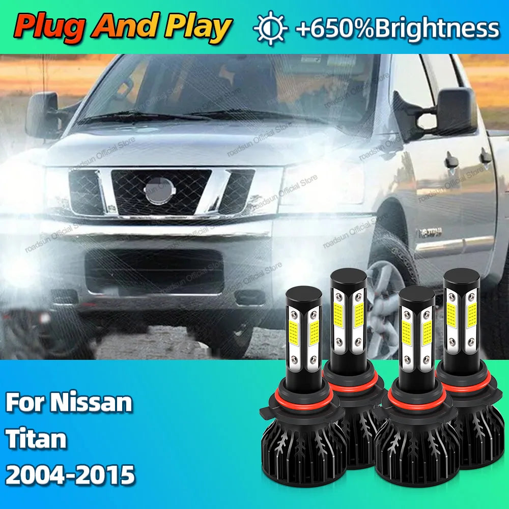 Car Headlight LED Lamp High Low Beam HB3 HB4 Light Bulbs 180W For Nissan Titan 2004-2015 2