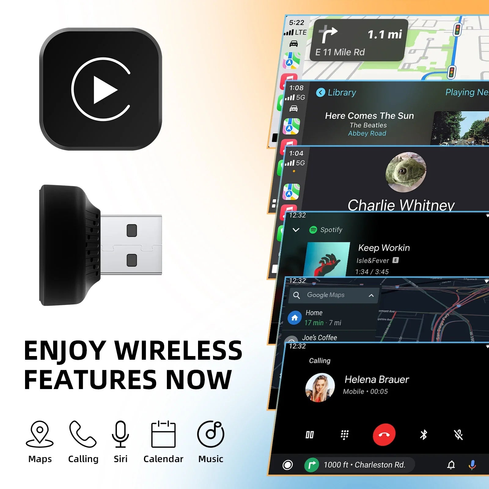 Wireless CarPlay 2in1 Dongle Wireless Android Auto Adapter AI Smart Box For Car With Wired