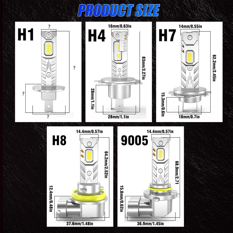 H7 H4 LED Headlight Canbus 9005 H11 H1 H8 HB3 9006 HB4 Turbo 1:1 Size Plug&Play Mini Lamp