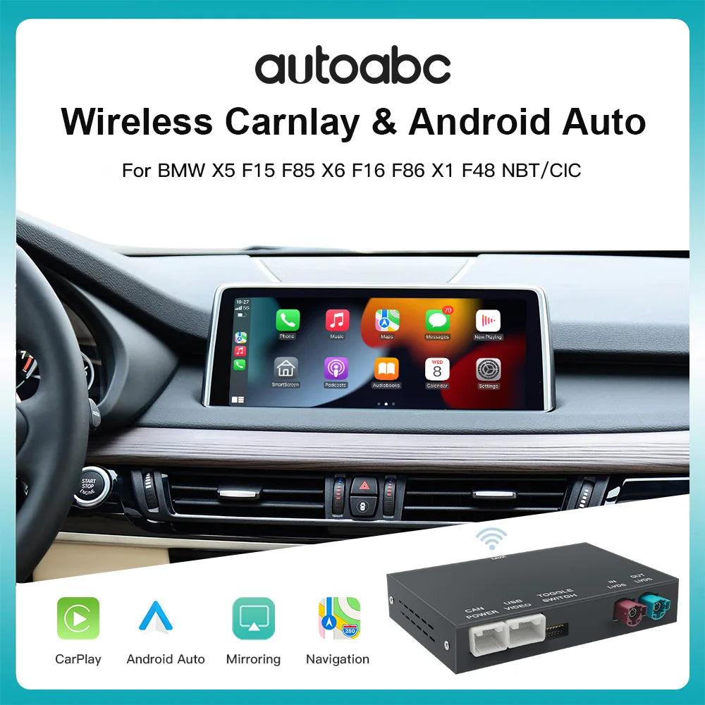 AUTOABC Wireless CarPlay for BMW X5 F15 F85 X6 F16 F86 X1 F48 2010-2017 NBT/CIC with Andro | AUTOKITSHOP