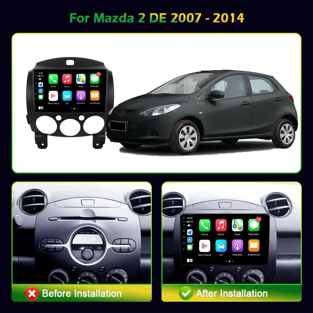 9 " Car Radio Android 16 For Mazda 2 2007-2014 BT Carplay Multimedia Navigation Head Unit