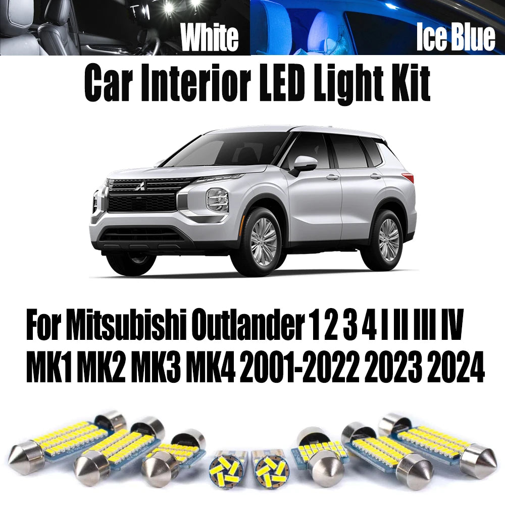 LED Interior Light Kit for Mitsubishi Outlander 1 2 3 4 I II III IV MK1 MK2 MK3 MK4 2001-2021 - Canbus Dome Map Door ...