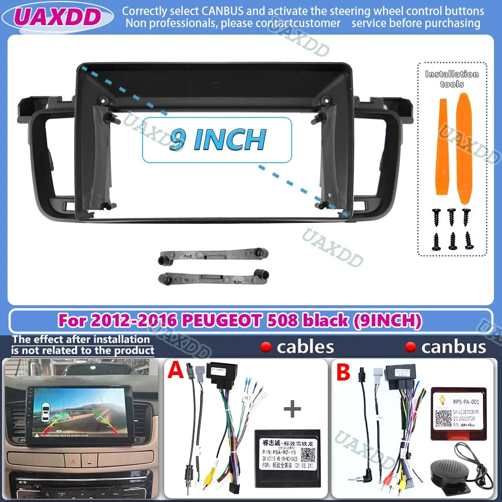 For 2012-2016 PEUGEOT 508 9INCH Car stereo radio Android frame panel fascia cable video ha