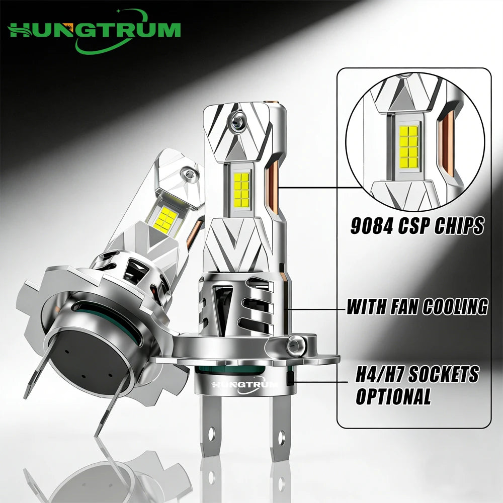 H7 H4 LED Headlight 900000LM 1000W CANBUS Super Bright Automobile Lights With Turbo Fan Fa