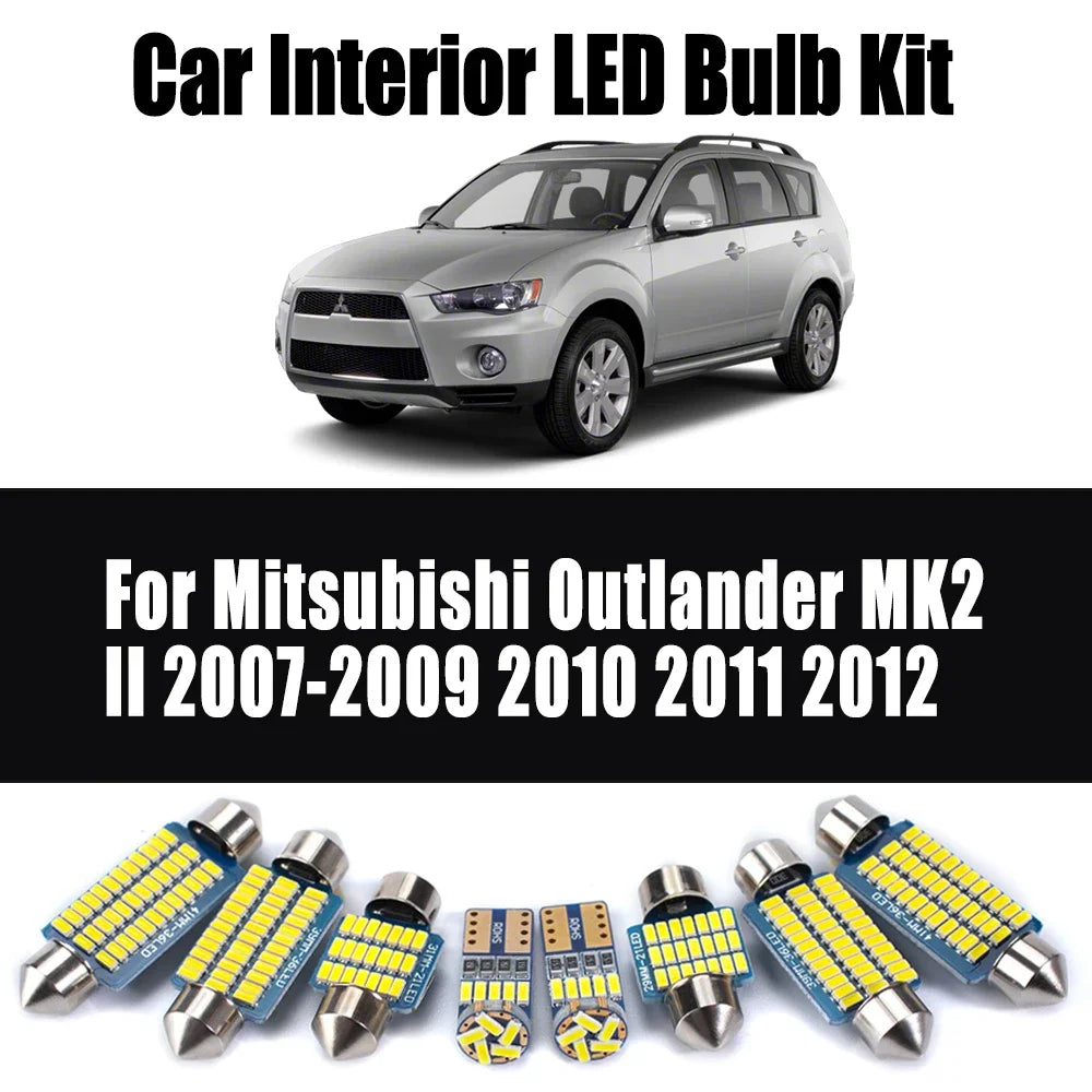 11-Piece LED Interior Light Kit for Mitsubishi Outlander MK2 II 2007- 2011 - Canbus Dome Map Door Trunk Bulbs | AUTOK...