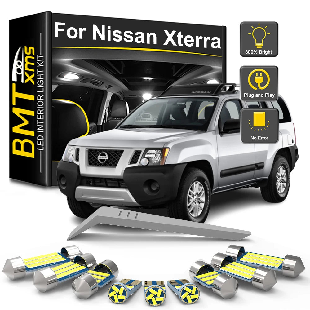 10-Piece LED Interior Light Kit for Nissan Xterra N50 SUV 2005-2011 - Canbus Dome Map Door Trunk Bulbs | AUTOKITSHOP
