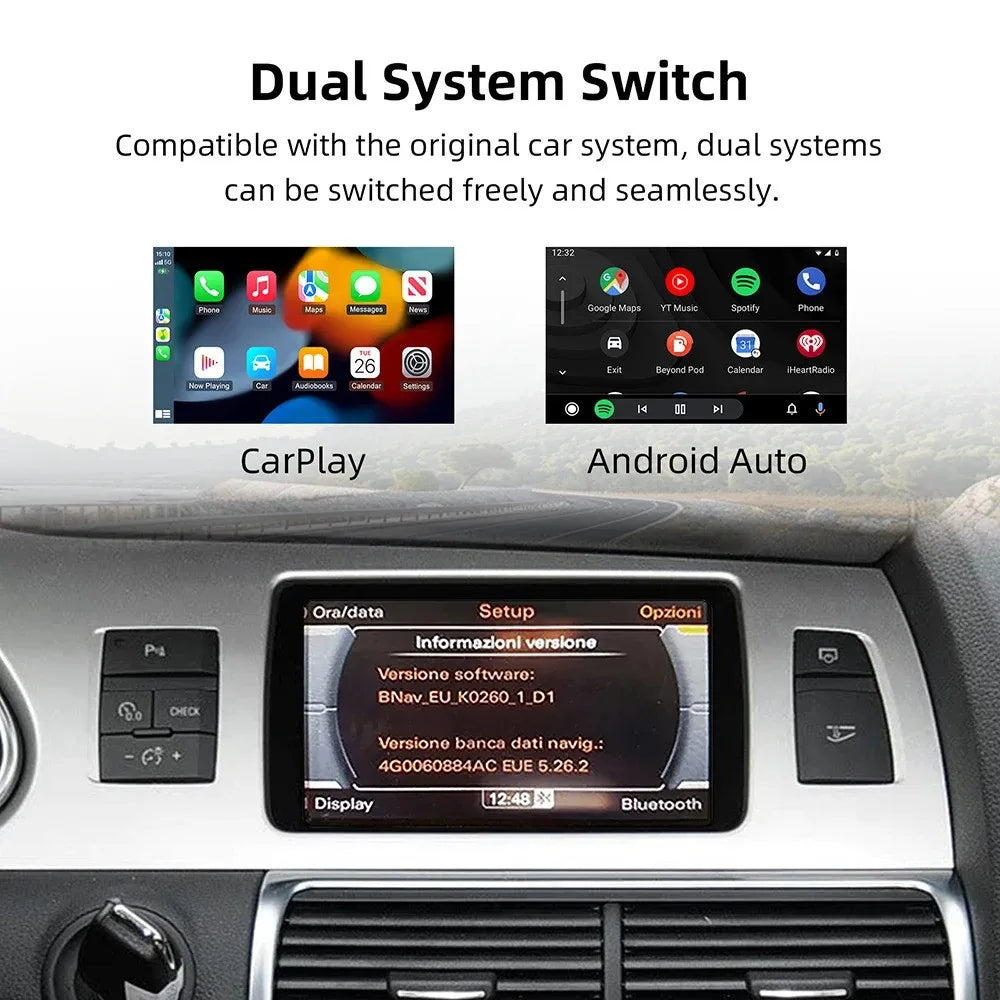 CARABC For Audi A6 Q7 2010-2015 MMI 3G System Wireless CarPlay Android Auto Adapter Mirror