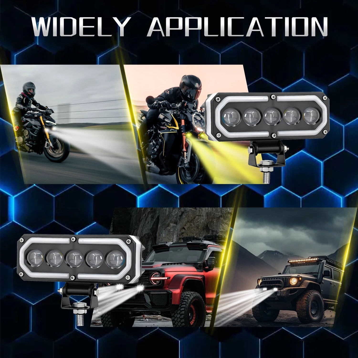 Motorcycle High Power 200W Fog Lamps Additional LED Auxiliary Lighthouse 12V 24V Off-road